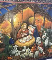 2006 Cranston Print Works Fabric Panel Nativity Christmas Manger Holiday Sewing