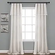 [Lush Decor] Light Linen Lace Window Curtain, 84" x 38", Panel Pair, 84 in x 38