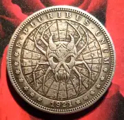 Creepy Spider Skull Demon Occult Coin Dollar Token Nice Details Witchcraft