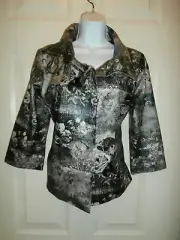 NWT NEW Chicos Jacket Coat TOP Shirt SIZE 1 LINED SNAP FRONT FLORAL WATERPROOF