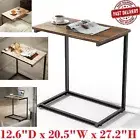 C Shaped End Table Small Side Couch Sofa Table with Metal Frame for Living Room