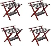 4pcs Luggage Stand Luggage Rack with Storage Shelf - Foldable Suitcase Stands - Suitcase Stool Wood, Luggage Stand for Hotel Bedrooms, Guest Rooms