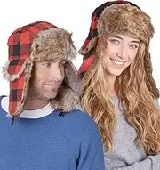 [Tough Headwear] Trapper Hat with Faux Fur & Ear Flaps - Ushanka Aviator Russian Hat for Serious Expeditions & Serious Style. Waterproof, Windproof & Thermal Shell for Winter Warmth - Fits Men & Women