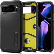 SPIGEN Tough Armor for Google Pixel 9 Pro XL Case, TPU Body PC Back, Extreme Impact Foam Technology, Protective Heavy Duty Shock Absorption, Raised Edge Protection Hard Kickstand Cover - Black