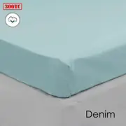 300TC Cotton Fitted Sheet Long Single Denim