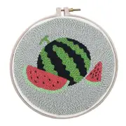 Punch Embrodiery Starter Kits with Punch Pen DIY work 15cm Multicolor Watermelon