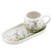 2pc Ashdene New Bone China Sweet Meadows Mini Hug Mug & Plate Set Food Server