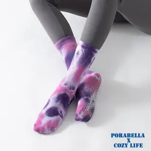 【Porabella】襪子 瑜珈襪 止滑中筒襪 韓國扎染 普拉提襪 防滑襪 運動襪子 YOGA SOCKS