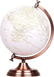 Exerz World Globe (Dia 8"/20 cm) - Educational/Geographic/Modern Desktop Decoration - Metallic Golden World Globe Diameter 20 CM