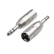 Cable Matters 2-Pack Jack to XLR Adapter, 6.35mm to XLR Adapter, 1/4 Inch 6.35mm TRS to XLR Adapter, 6.35mm Male to XLR Male Adapters - Male to Male