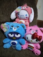Care Bears x Hello Kitty & Friends Plush Lot 9in Cinnamoroll Badtz HK 3 Plushes