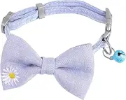 CORHAD 1pc Adjustable Cat Bow Collar with Bell Embroidered Flower Design Durable Neckwear for Kittens and Puppies Cute and Stylish Accessory for Pets