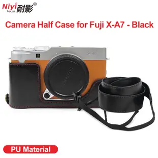 Pu 皮革半殼適用於 Fuji Fujifilm XA7 X-A7 相機保護殼適用於富士相機蓋包 + 錶帶底座打開電池