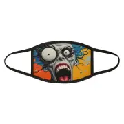 Mixed-Fabric Face Mask Surreal Scream Art Print, Eye-Popping Colorful Halloween