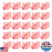 LOUHUA 25 Pieces Mini Rubber Pigs Bulk Baby Bath Toy Pink Tiny Piggies Squeak