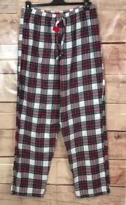Family PJ's Men L Sleep Lounge Pajama Pants Plaid Flannel Straight Elastic Waist