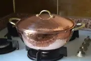 Hammered Copper Pot Turkish Wok Casserole Dish with Lid Foodsafe Non-stick