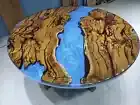 Walnut Epoxy Table – Solid Wood Live Edge Resin Table, Handmade Wooden Furniture