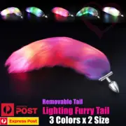 LED Lighting Fox Tail Metal Steel Anal Plug Butt Plug Furry Tail Cosplay BDSM