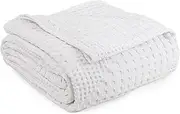 Milam London Soft Throw Blanket | 100% Cotton Throws For Armchair, Sofa, Single Bed | Sofa Blankets and Throws | Single Bedspread | Joanna Collection | Cozy Blanket 120 x 180 cm - White