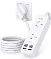 Power Board with USB C, Power Strip with 2 Outlets 4 USB Ports (2 USB C 2 USB A)