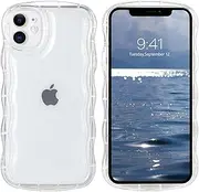 YINLAI for iPhone 11 Case Cute Curly Wave Frame Shape Soft TPU Silicone Cover for Women Men Camera Protection Shockproof Phone Case for iPhone 11 6.1", Transparent Clear