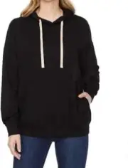 Buffalo (David Bitton) Women's Black Side Pockets Hoodie Large (222)