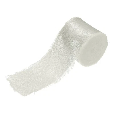 Shimmery Chiffon Ribbon,1 Roll 1.5''×15 Yard Metallic Frayed Fringe, Beige