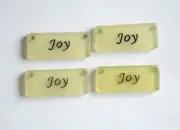4 "Joy" Worded Tile Flat Back Embellishments / Buttons Galore Christmas