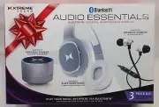 AUDIO ESSENTIALS 3pk Bluetooth Speaker, Headphones & Earbuds Includes 3 MicroUSB