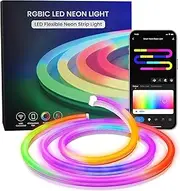 Neon Rope Strip Lights 5m RGBIC Flow LED Lights - Outdoor IP67 Waterproof, Voice Control with Alexa/Google, Music Sync via Built-in Mic, Flexible DIY Design for Bedroom, Gaming Room, Party Decor