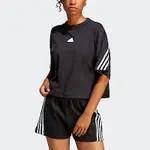 ADIDAS W FI 3S TEE [HT4695] 女 短袖 上衣 短版 T恤 運動 休閒 時尚 簡約 棉質 黑白