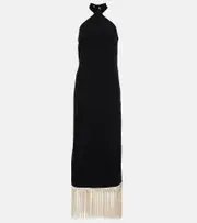 [Taller Marmo] Taller Marmo Nina fringed crêpe cady midi dress AU 14 black