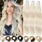 60pcs Russian Tape In Human Hair Extensions Skin Weft Thick Glue 150G Blonde AU