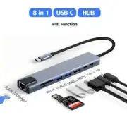 8in 1 USB-C 3.1 To Type-C USB 3.0 Hub HDMI RJ45 Ethernet Micro SD TF OTG Adapter