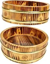 IMIKEYA 2pcs Japanese Style Wooden Sushi Rice Mixing Bucket Traditional Rustic Container for Outdoor Camping and Kitchen Storage Convenient for Mixing and Serving Sushi Rice