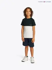 Tommy Hilfiger Blue Mini Colourblock Top And Short Set (F56536) | $127 - $150