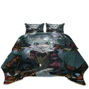 Pretty Girl and the Black Moor Goldfish Butterfly Coverlet