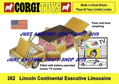 Corgi Toys 262 Lincoln Continental Limousine Poster Display Sign Leaflet Advert