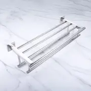 Silver Towel Rack Double Towel Rail 20-Inch Heavy Duty Bathroom Kitchen Hardware