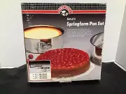 Vintage Cooks Tools 3 piece Springform Pan Set 8" 9" 10" Locks Securely NEW