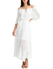 [Belle & Bloom] Amour Amour Ruffled Maxi Dress in White