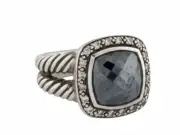 NIB David Yurman Sterling Silver Pave Albion Quartz and Diamond Ring, Size 7