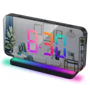 Large Screen Electronic LED Mirror Clock Colorful RGB Display Colorful Night Light Radio Projection Clock Led Electronic