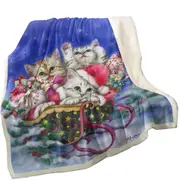 Christmas Gift Three Lovely Kittens in Sleigh Throw Blanket