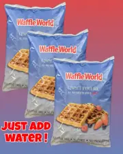Waffle World Complete Waffle Mix Pancake Mix Just Add Water 5 lb Bags 3 Pack