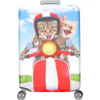 在飛比找ETMall東森購物網優惠-新款拉鍊式行李箱防塵保護套 行李箱套(機車情侶貓21-24吋
