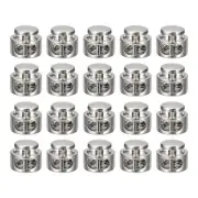20pcs Double Hole Spring Clasps Toggle Fastener Locks End White Nickel