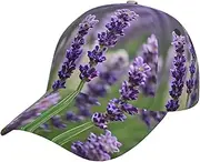 [YANYU] Purple Lavender Floral Flowers Print Adjustable Snapback Hat Baseball Cap Comfortable and Stylish for Men and Women, Black, One Size
