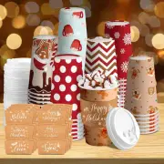 36 Sets/ 108 Pcs Christmas Paper Cups 16 oz Disposable Coffee Cups with Lids and